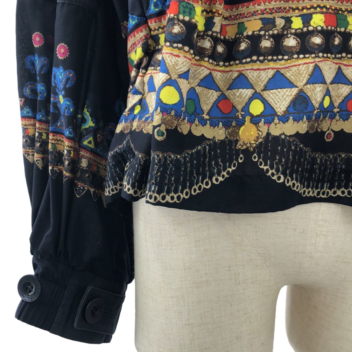 sacai / サカイ | 2017SS | Tribal Lace ドッキング プリント長袖ブラウス | 2 | ネイビー系 | レディース sacai / サカイ | 2017SS | Tribal Lace ドッキング プリント