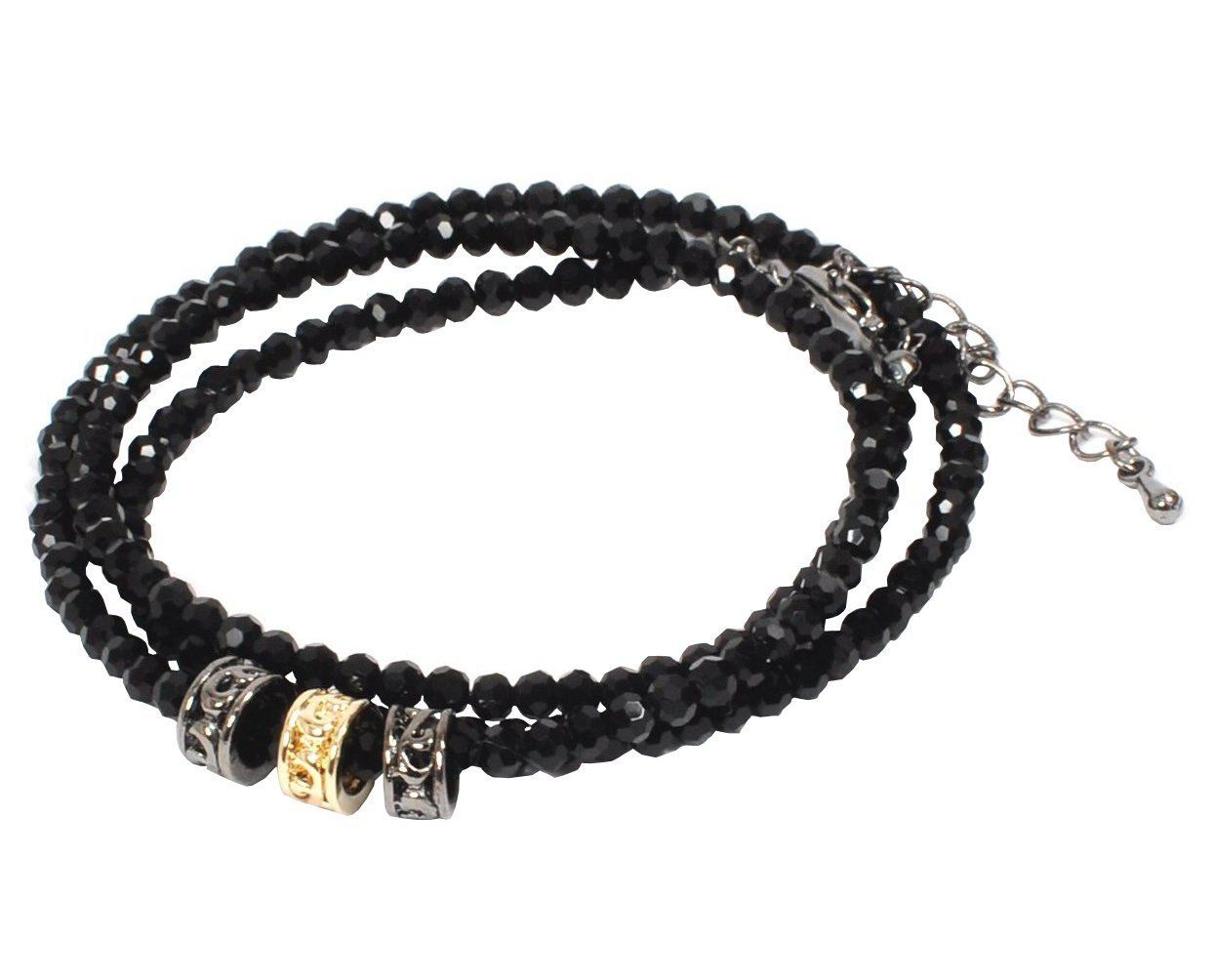 【特価商品】ブラック カットストーン アンクレット リングチャーム Black Stone ブラックスピネル メンズ ファッション アクセサリー 足首