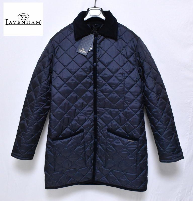 LAVENHAM × relume 別注 DENHAM LONG M 38 ネイビー ラベンハム デンハム キルティング コート