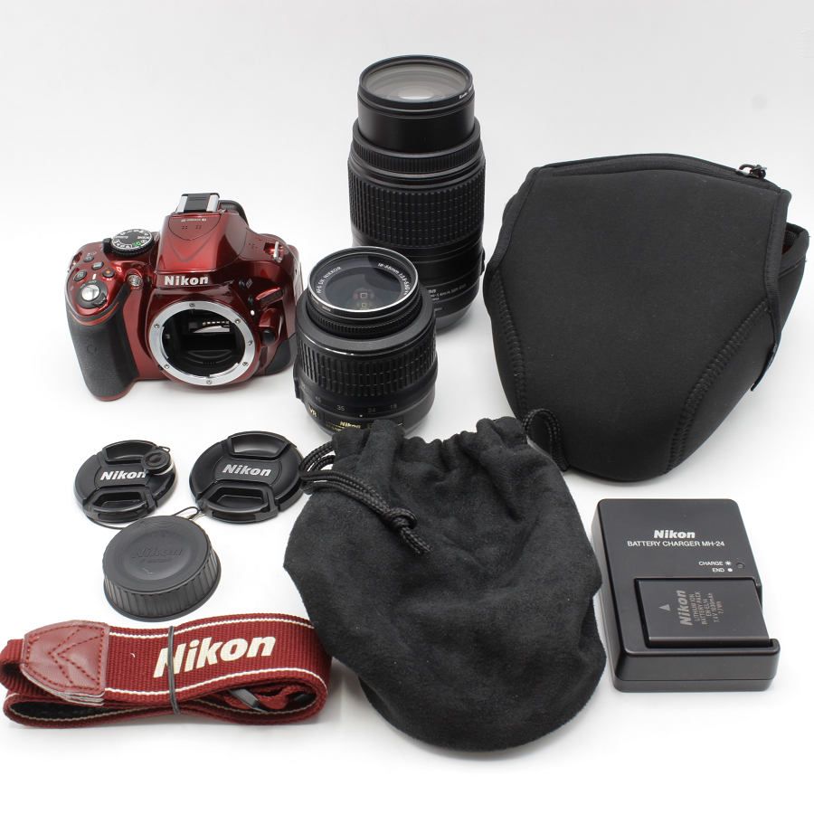Nikon D5200 ダブルズームキット レッド デジタル一眼レフカメラ