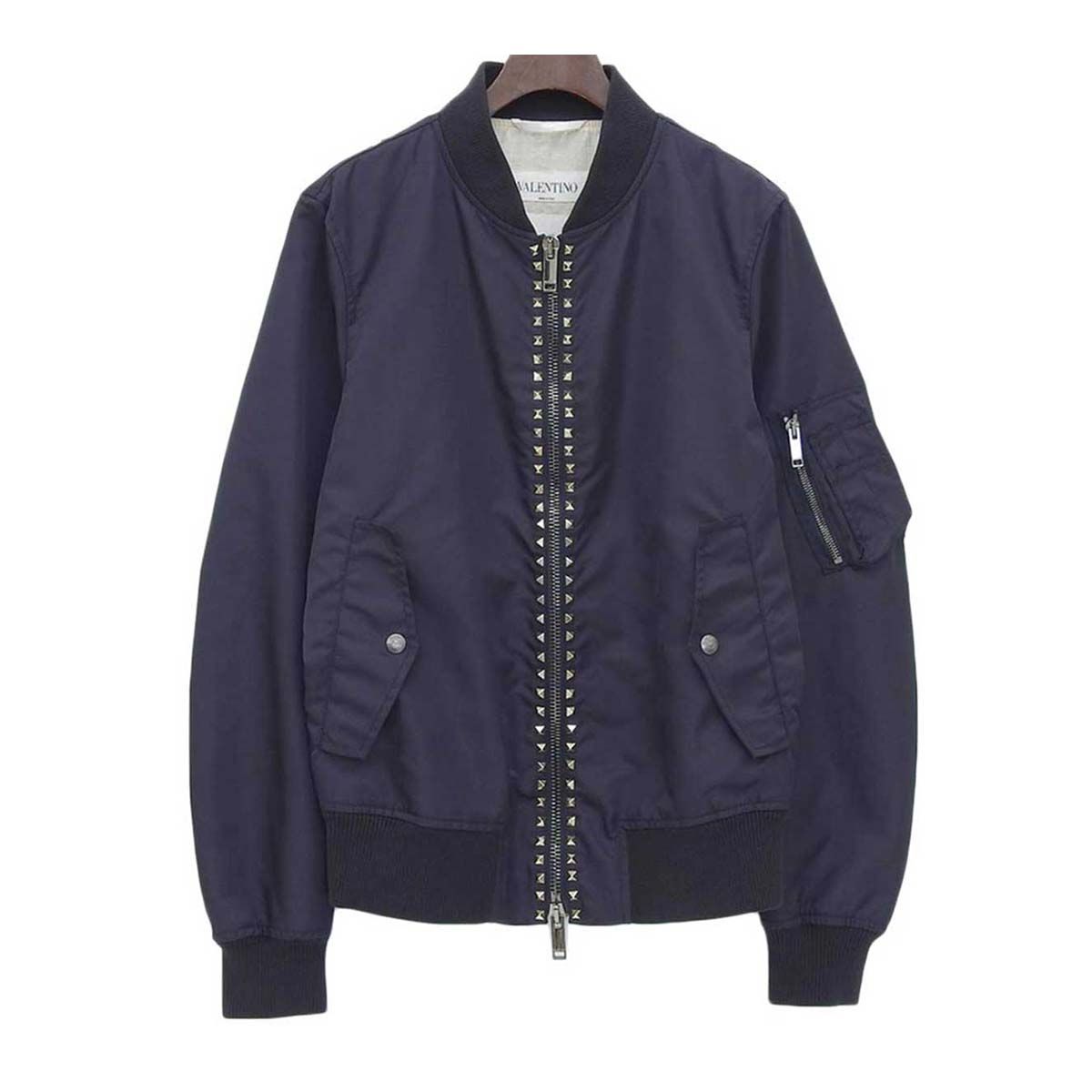 ヴァレンティノ ロックスタッズ ナイロン ボンバージャケット RV3C1I1602KP メンズ ネイビー VALENTINO【中古】 【アパレル・小物】