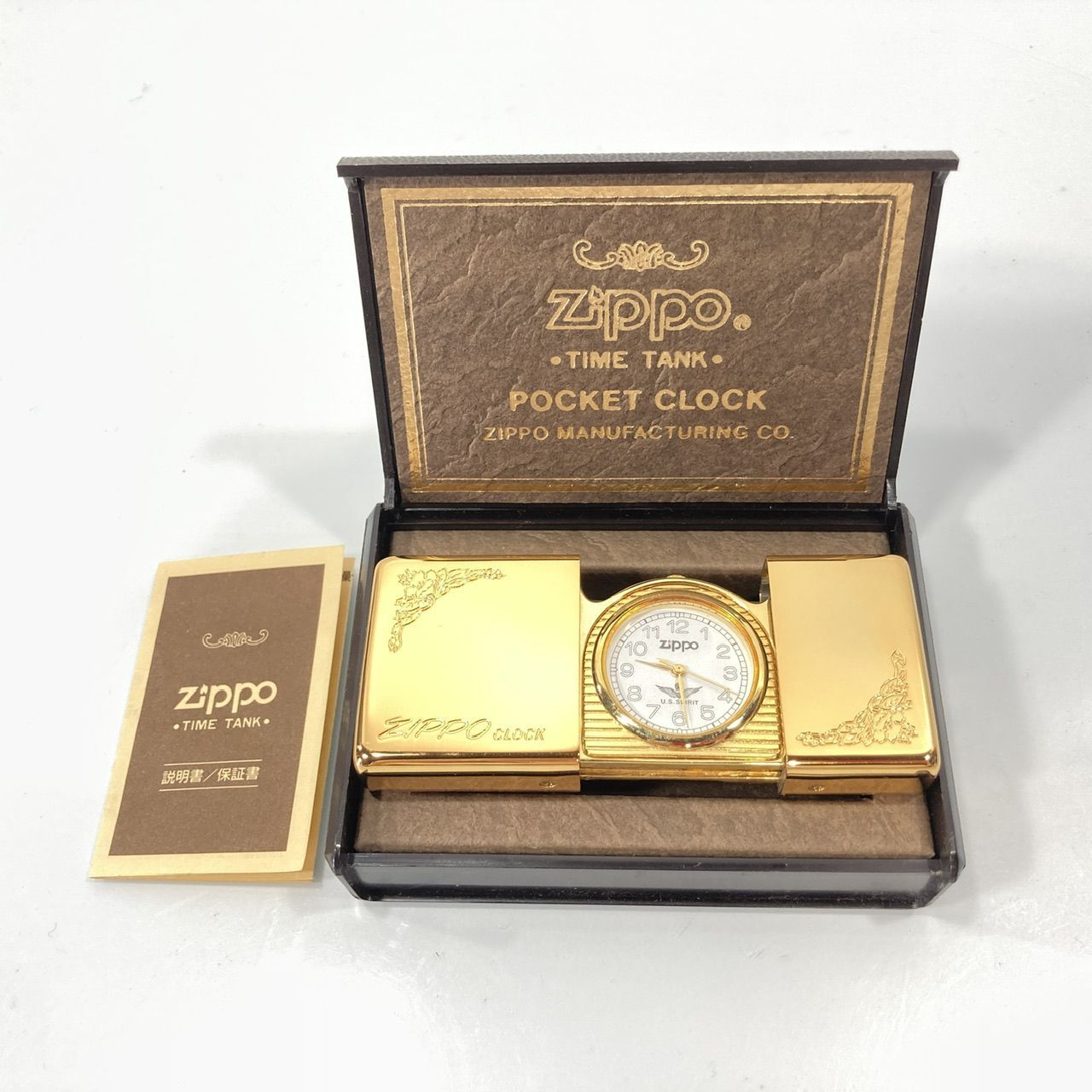 Zippo ジッポ 時計 ポケットクロック 金メッキ (管理番号：OKU9083/J2 