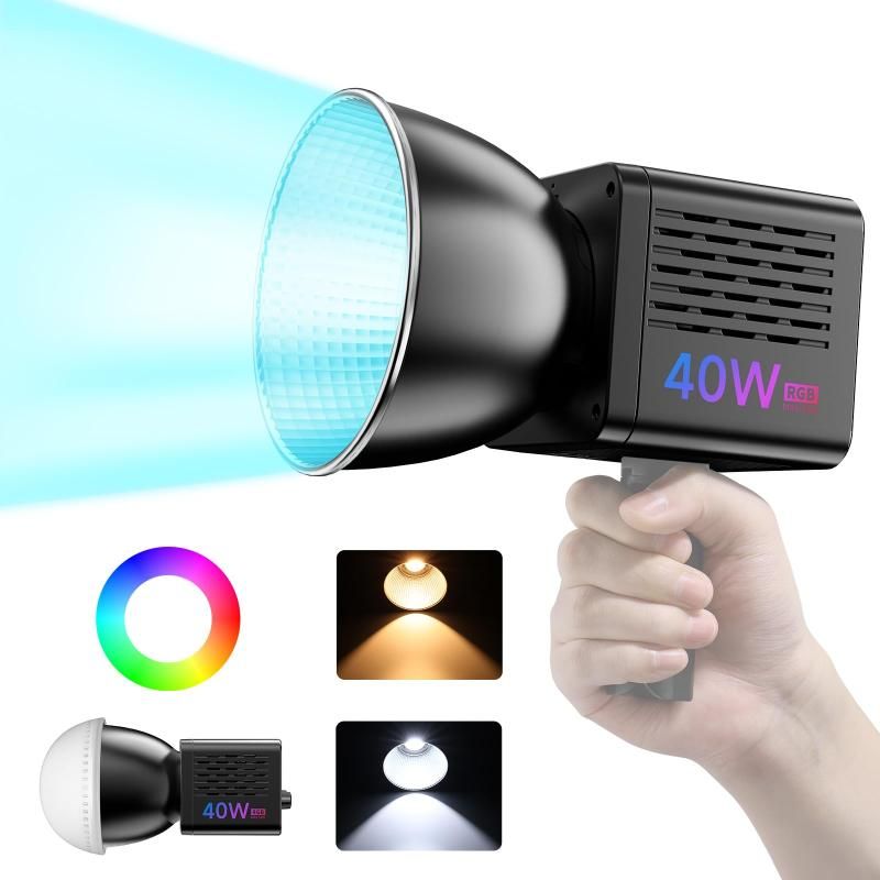 Ulanzi L024 40W RGB COB撮影用ライト LEDビデオライト RGB COBライト デュアル色温度常定光ライト 2500K-6500K 無段階調光 超高輝度 撮影補助光 MAX 50