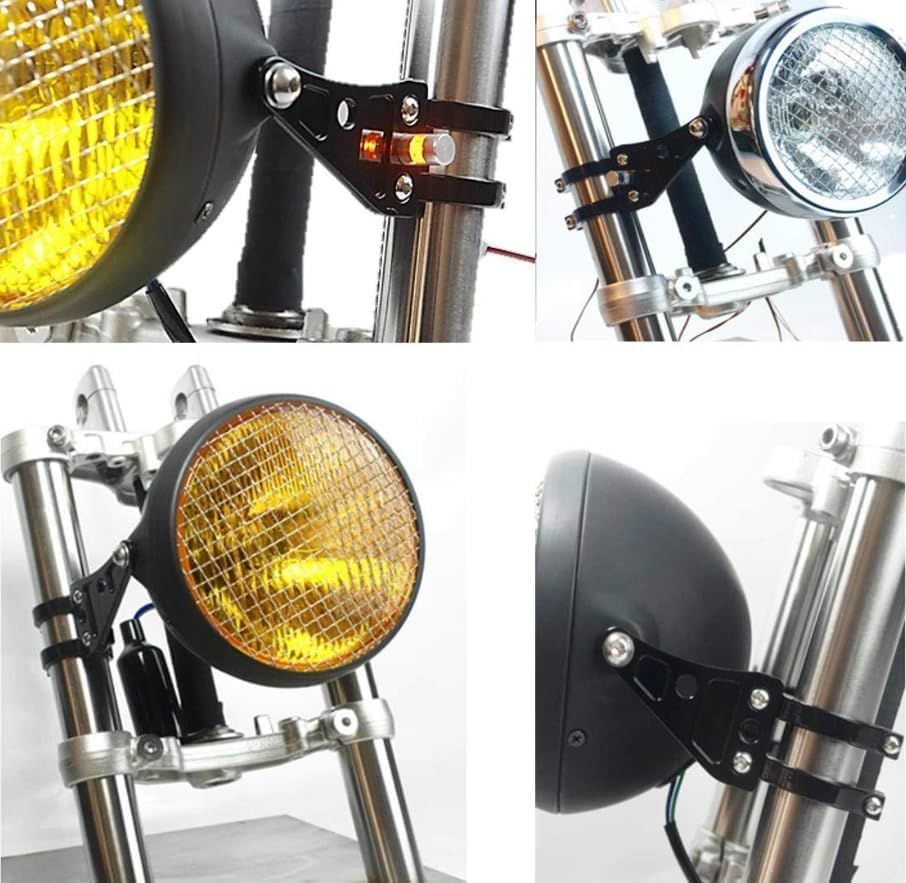 バイクヘッドライトステーアルミ削出し 39mm-41mm ブラック