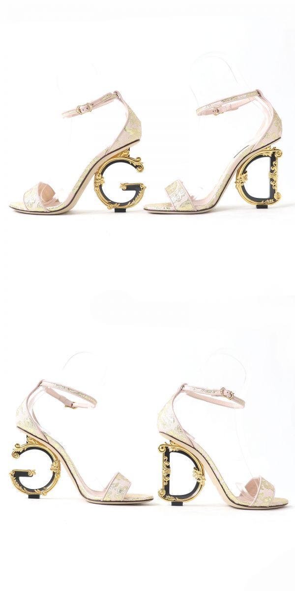 極美品△伊製 ドルチェ&ガッバーナ レディース DGバロッコ ヒール  