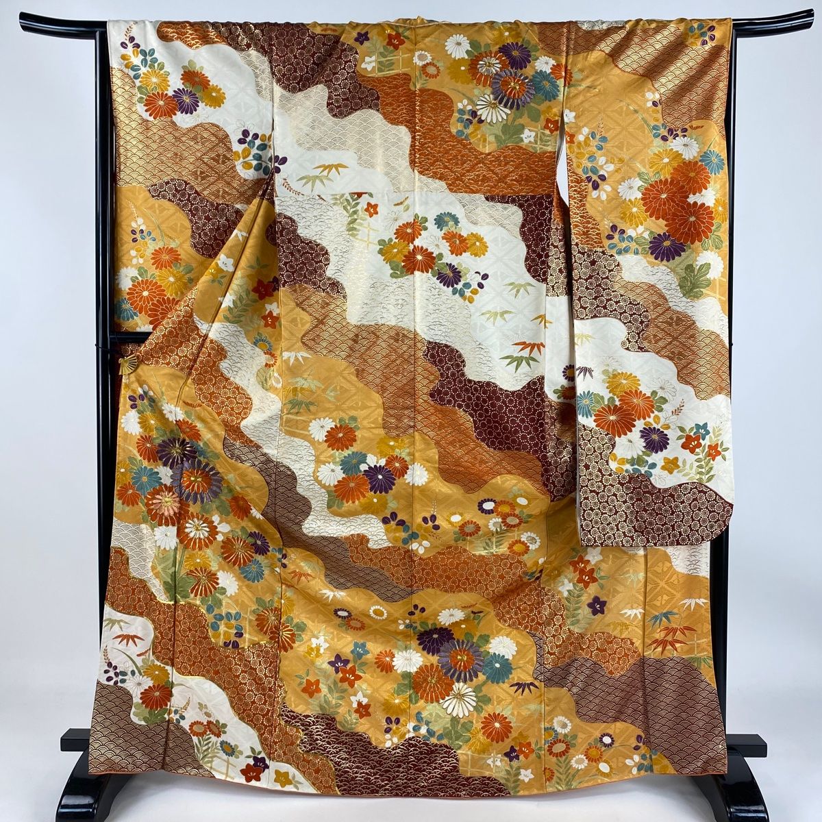 振袖 身長153-168cm オレンジ　正絹 振袖 身長153-168cm オレンジ 正絹