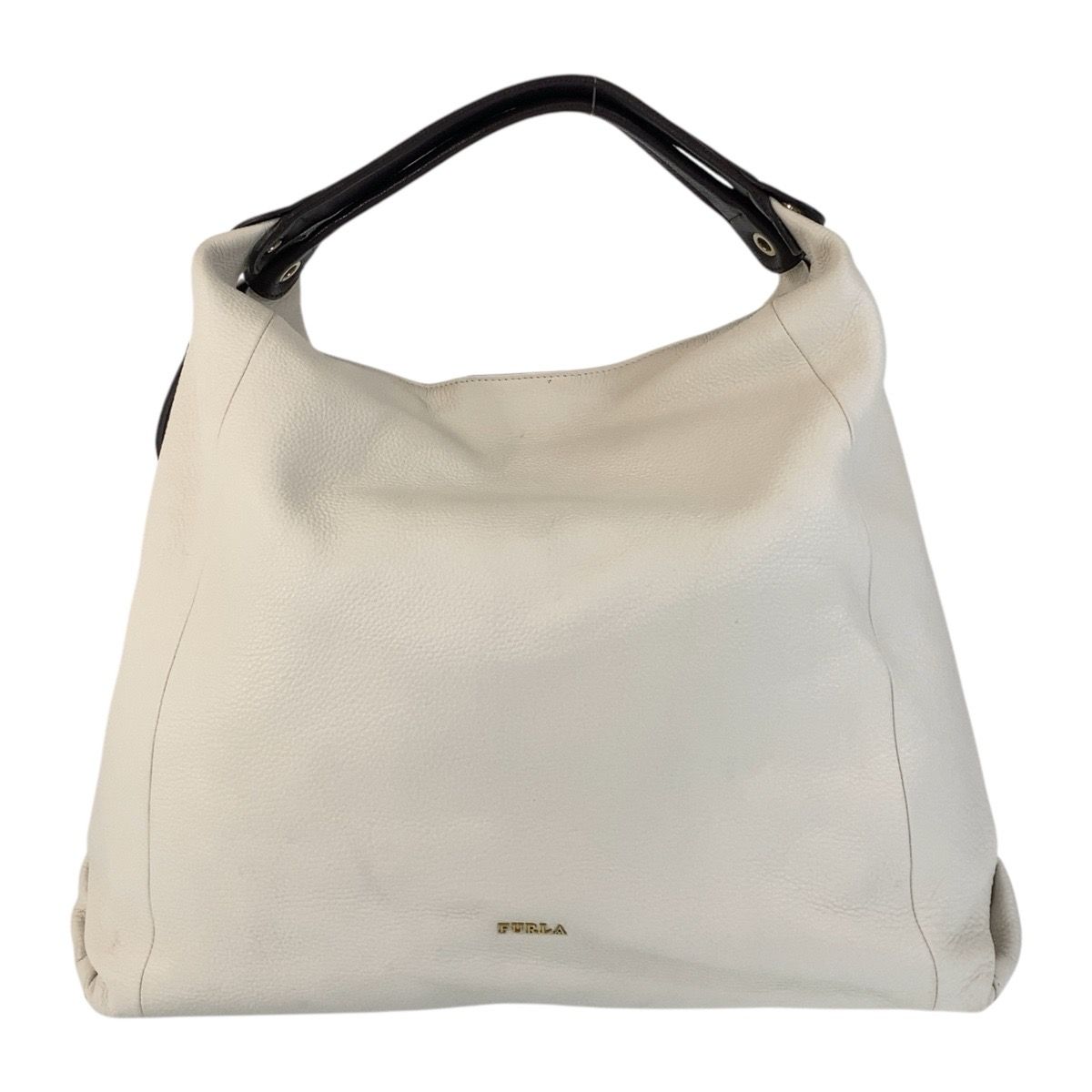 美品 Furla フルラ リズ ホワイト ブラウン ゴールド金具 レザー