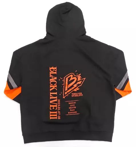パーカー オレンジ ブラック ボリューム ビッグフードパーカー ミドル