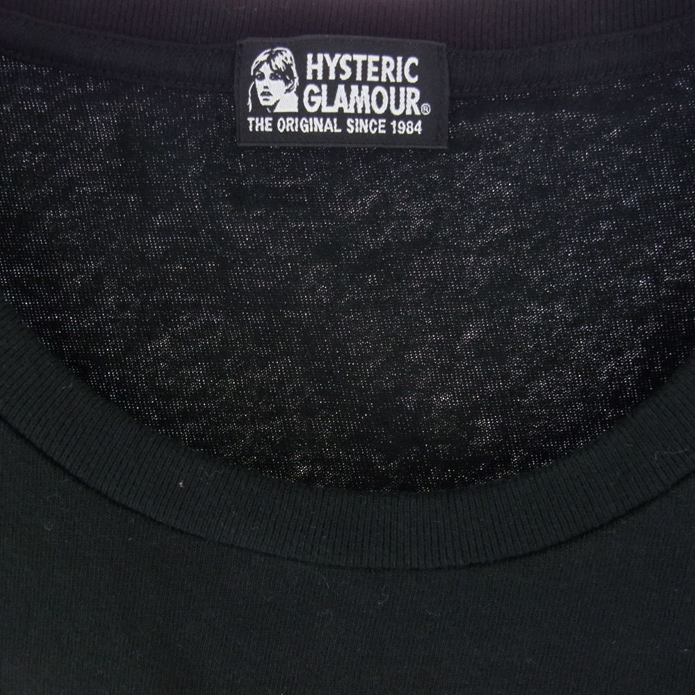 HYSTERIC GLAMOUR - HYSTERIC GLAMOUR ヒステリックグラマー Ｔシャツ 01203CT01 OVAL WOMAN LOGO プリント チビ Tシャツ ブラック系 F【美品】【中古】 HYSTERIC GLAMOUR ヒステリックグラマー 01203CT01 OVAL WOMAN