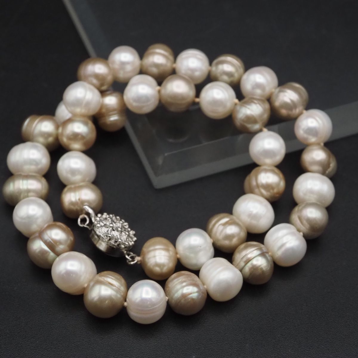 F021 バロックパール 真珠 GSILVER刻印 ネックレス ミックスカラー