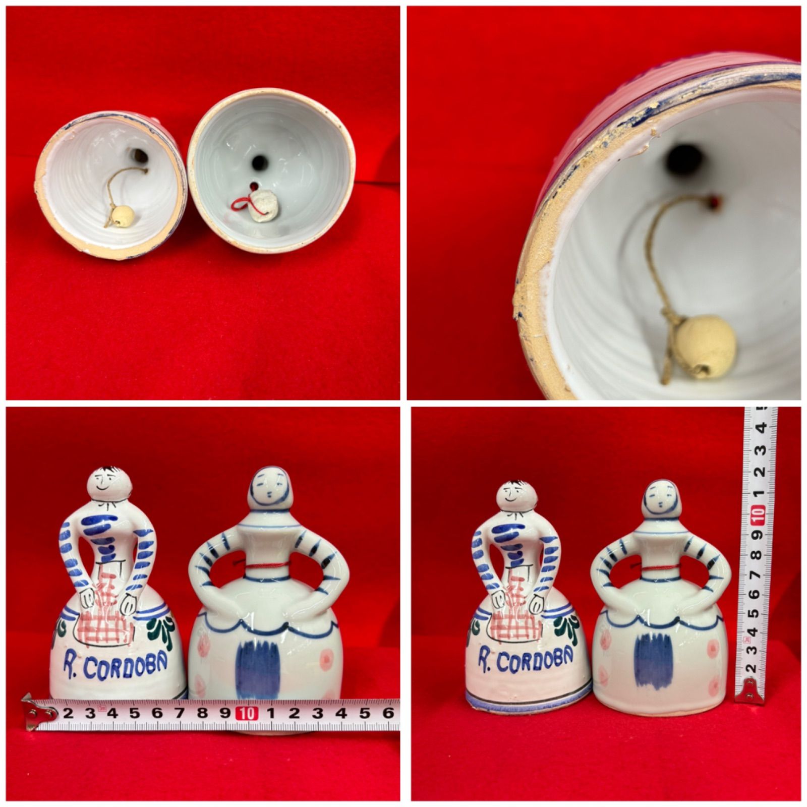 ハンドベル 陶器製 ベル人形 卓上ベル スペイン製 砥部焼 2個セット J