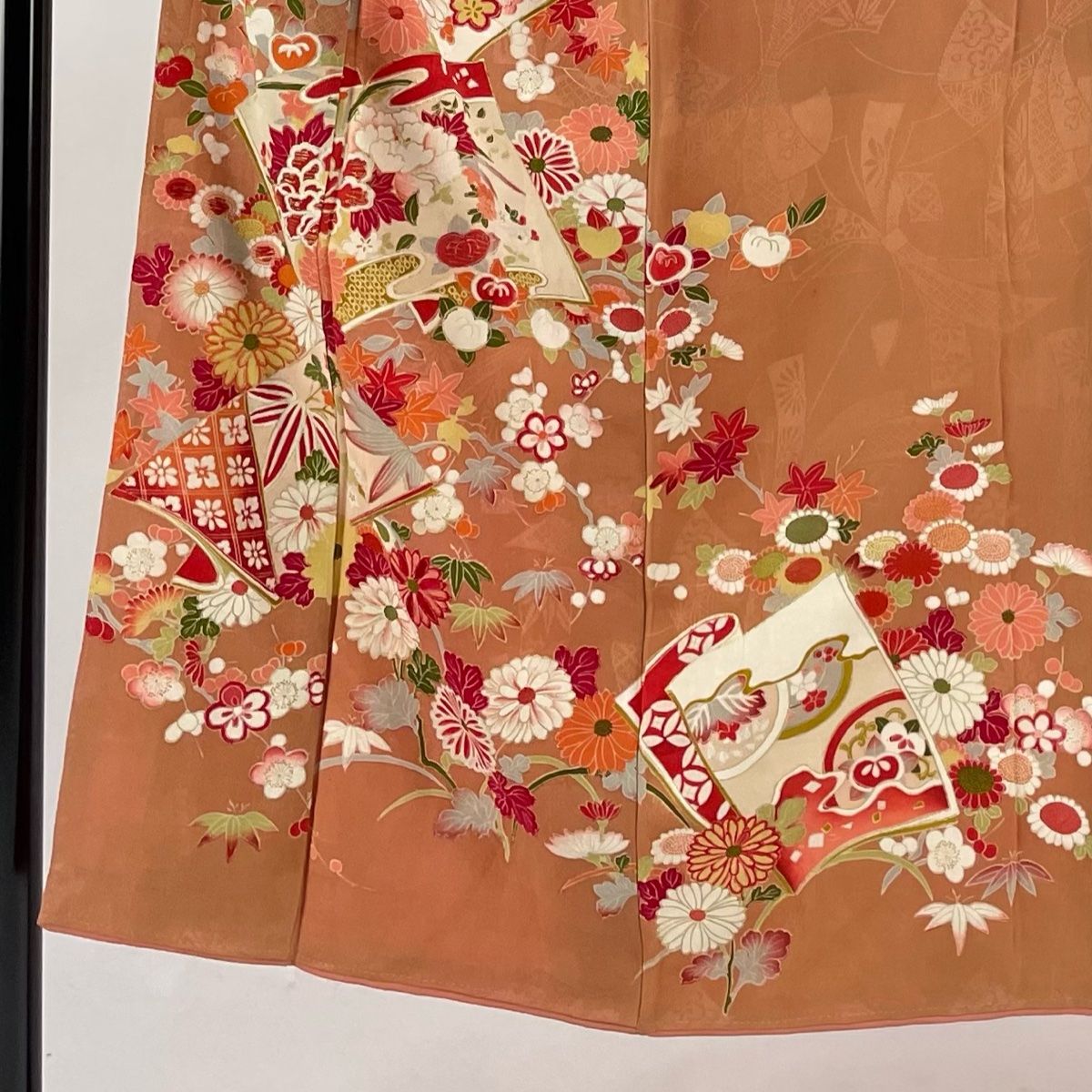 付下げ 身丈144cm 裄丈62cm S 袷 アンティーク バチ衿 冊子 草花