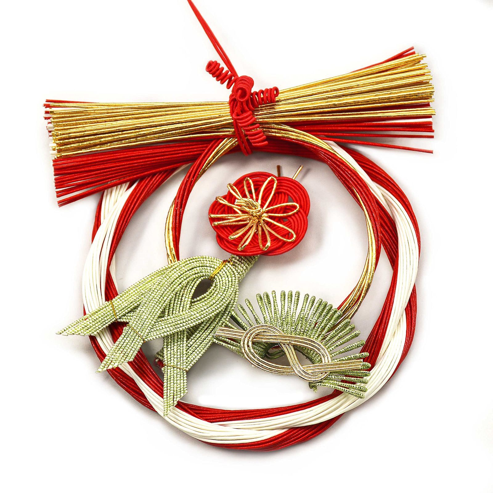 喜春 正月飾り 水引飾り 水引き 紅白水引リース 和モダン 玄関用 室内用