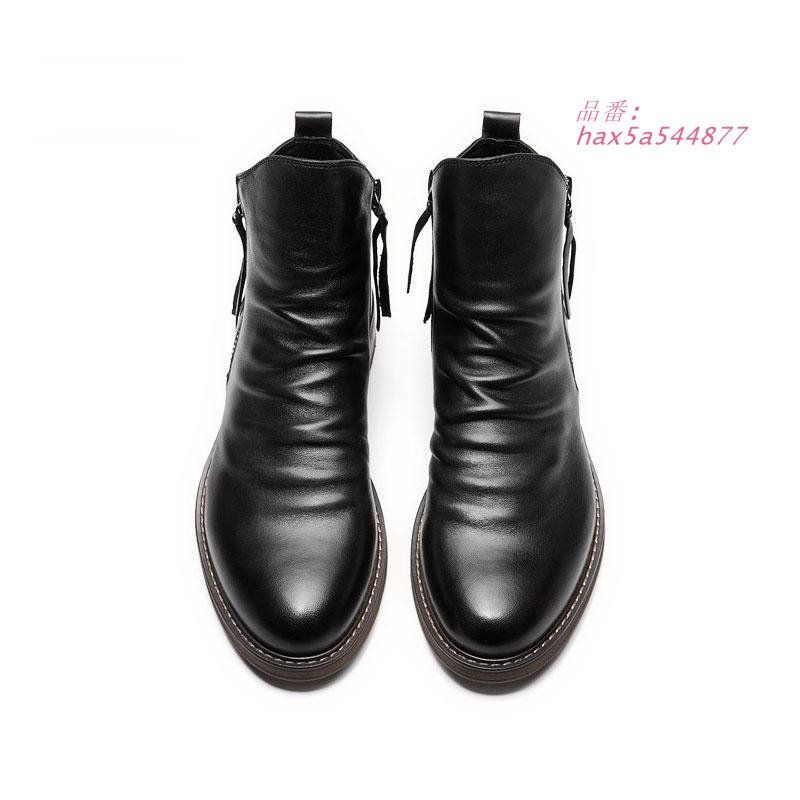 ブーツ メンズ エンジニア サイドジップ ショートブーツ ドレープ 履きやすい カジュアル おしゃれ ベルト ハイカット レザー 靴 カジュアル hax5a544877