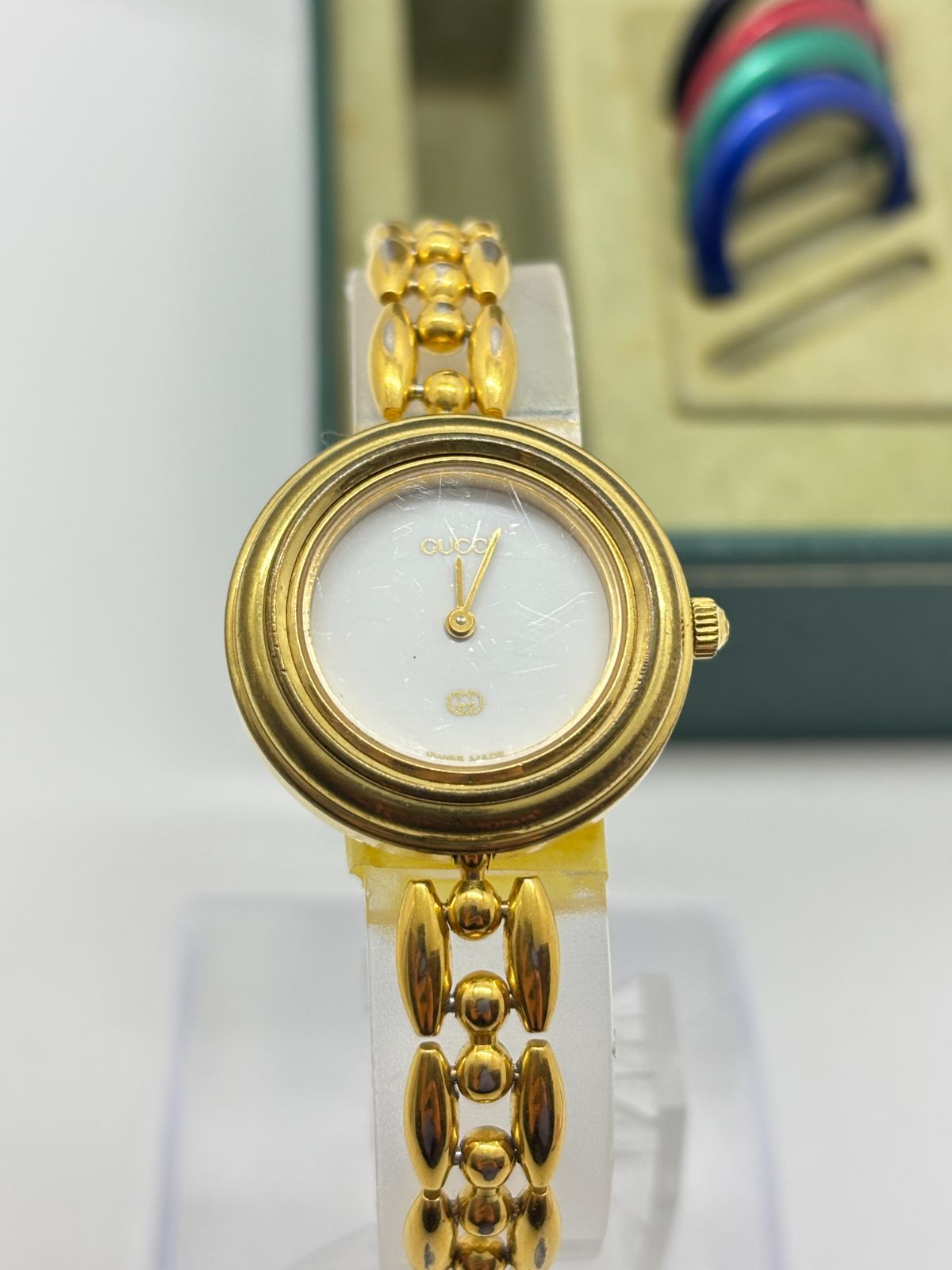 稼働品 箱付き】GUCCI Change Bezel グッチ 1100-L チェンジベゼル 5色