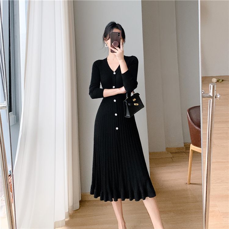 ニットワンピース レディース Vネック ロングワンピース 長袖 ミモレ丈 ニットワンピ タイトワンピース ワンピース リブニット ロング丈 無地 着痩せ 通勤 秋冬 体型カバー お呼ばれ フォーマル シンプルxkmilyx98 DZ20 STEELWINDOWSANDDOORS_COM