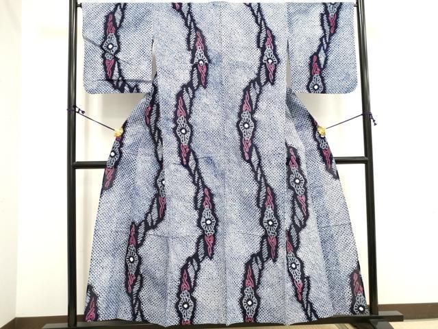 平和屋着物∴夏物 浴衣 有松鳴海絞り 枝花文 綿 逸品 DAAV7074cd  