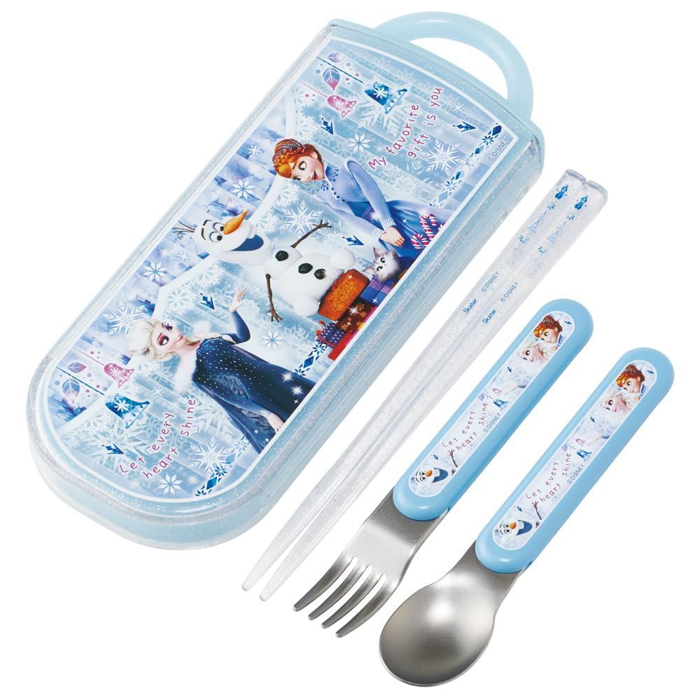 【特価セール】お弁当 トリオセット 箸 スプーン フォーク スケーター(Skater) ディズニー アナと雪の女王 24 子供用 抗菌加工 開けやすいスライド式 日本製 TACC2AG-A