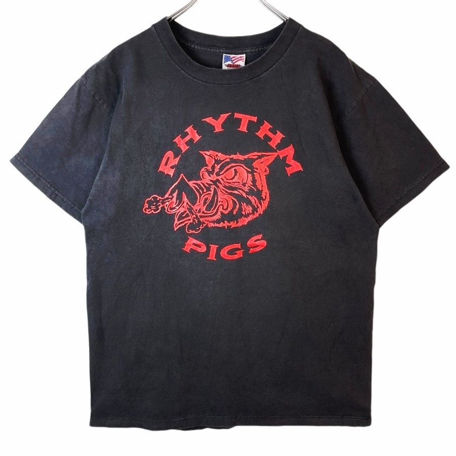 USA製JENSEN ALL AMERICANリズムピッグスRhythm Pigs半袖TシャツバンドTシャツバンTアーティストTツアー2005TOUR両面プリントユニオンジャック黒ブラックフェード赤レッド青ブルー白ホワイトvintageヴィ
