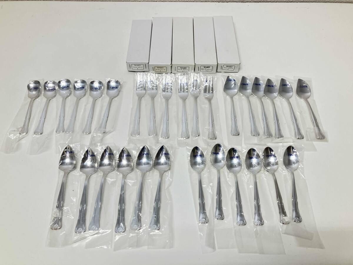 WAKO アイススプーン ケーキフォーク-スプーン ティースプーン グレープフルーツスプーン 各6つ カトラリーセット