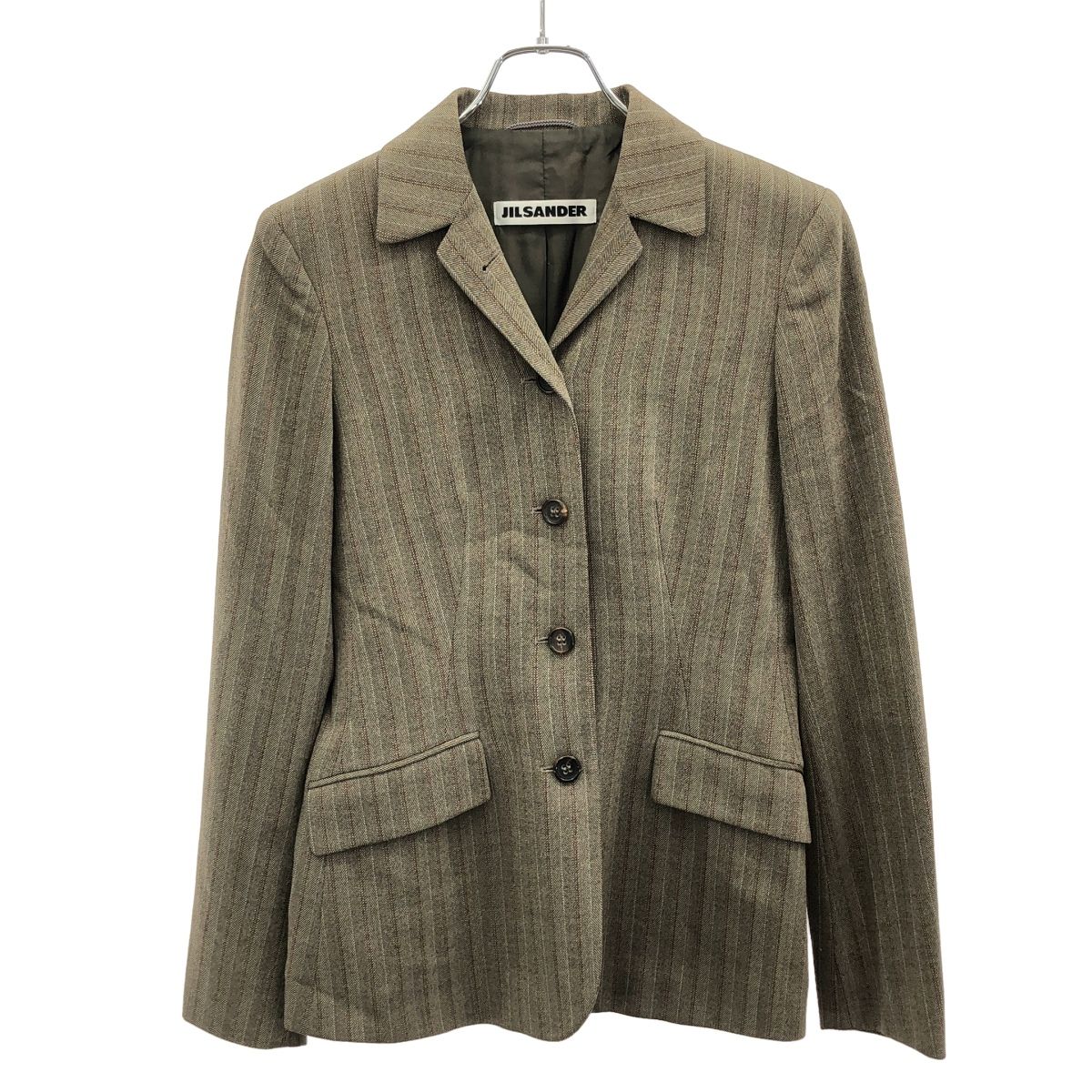 JIL SANDER ジルサンダー 1990 s ウールストライプジャケット-スカート セットアップ ブラウン系 34
