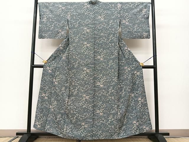 平和屋着物▽上質な小紋　単衣　立波松竹梅花文　正絹　逸品　BAAS8059yc 平和屋着物▽上質な小紋 単衣 立波松竹梅花文 正絹 逸品 BAAS8059yc