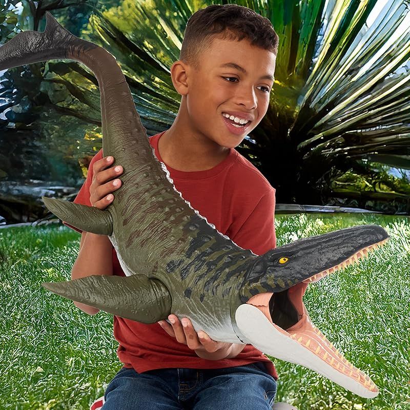 マテル ジュラシックワールド JURASSIC WORLD スーパービッグ モササウルス 子供向けフィギュア 恐竜 おもちゃ 動く 大きい 全長 約93cm 4歳から グリーン JGB51