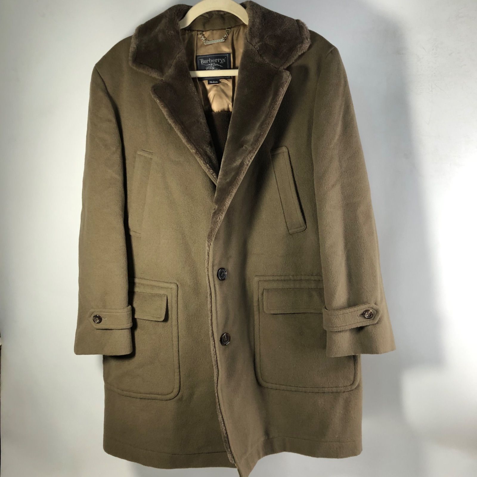 A1001-13-8 BURBERRY バーバリー アウター ビジネスコート ブラウン メンズ 冬服 着丈85cm 身幅55cm 肩幅47cm
