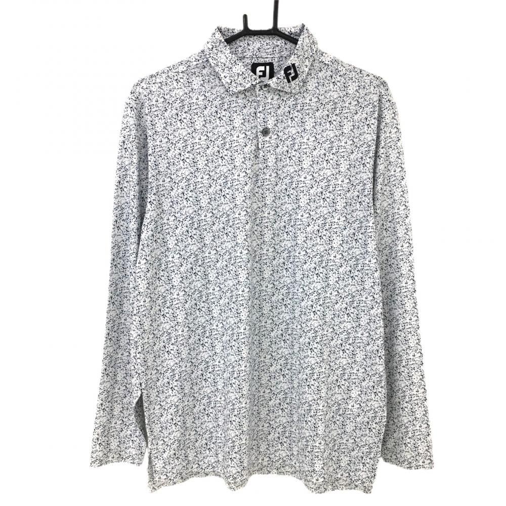 SALE20％OFF【超美品】フットジョイ 長袖ポロシャツ ネイビー×白 総柄 メンズ XL ゴルフウェア 2022年モデル FootJoy