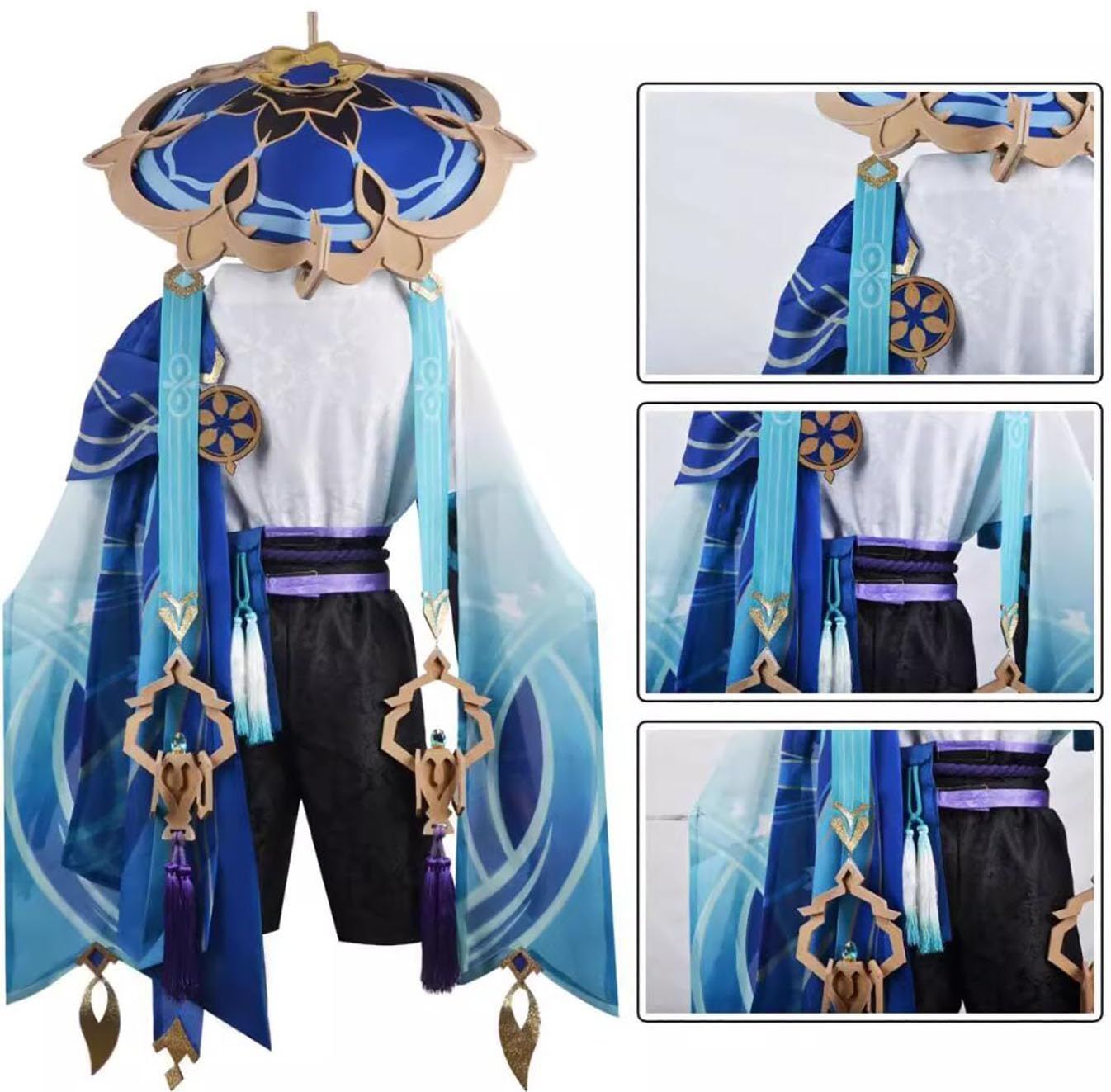 五次元 高品質 ウィッグ 帽子付き 原神 散兵 コスプレ 衣装 げんしん スカラマシュ 放浪者 Wanderer コスチューム 変