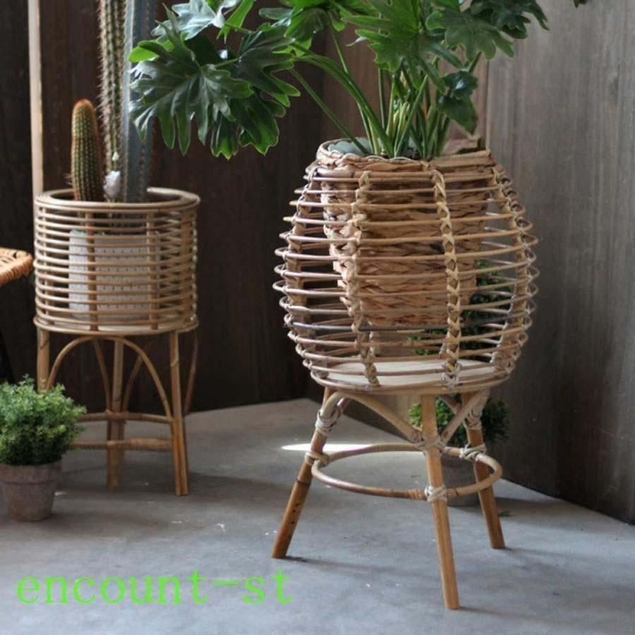 籐 ラタン 花台 希少 アンティーク アジアン vintage フラワースタンド