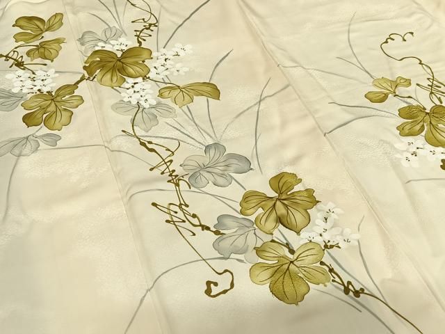 平和屋着物○訪問着 紬地 草花文 暈し染め 正絹 逸品 AAAZ5100ph