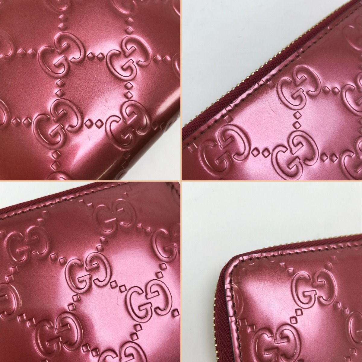 GUCCI グッチ L字ジップ長財布 295671 メタルピンクレッド系 - メルカリ