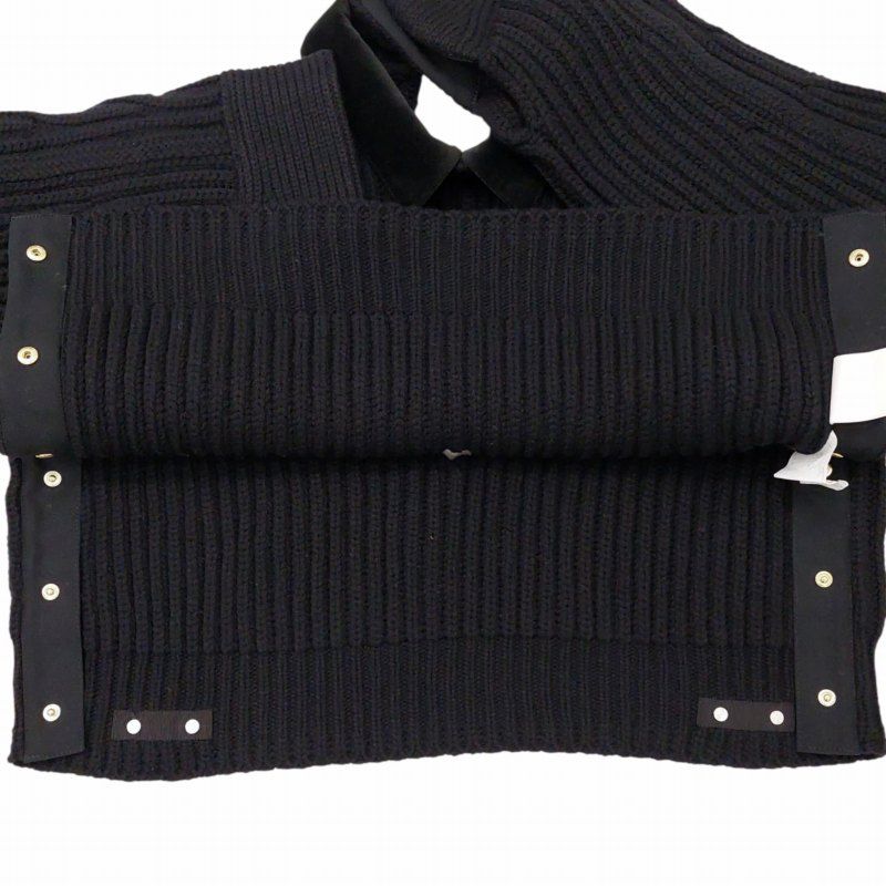 サカイ × カーハート 美品 23AW Detroit Ribbed Sweater ベロア衿付 バックオープン ニット セーター ロゴ 長袖 4 黒 サカイ sacai × カーハート Carhartt WIP 美品 23AW Detroit