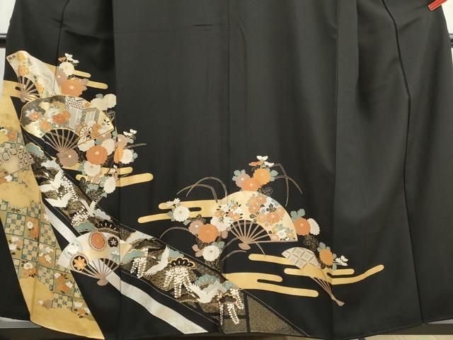 平和屋着物●訪問着　枝垂れ桜　扇面鴛鴦花文　暈し染め　金銀彩　正絹　逸品　未使用　DAAS3873ps 平和屋着物○訪問着 枝垂れ桜 扇面鴛鴦花文 暈し染め 金銀彩