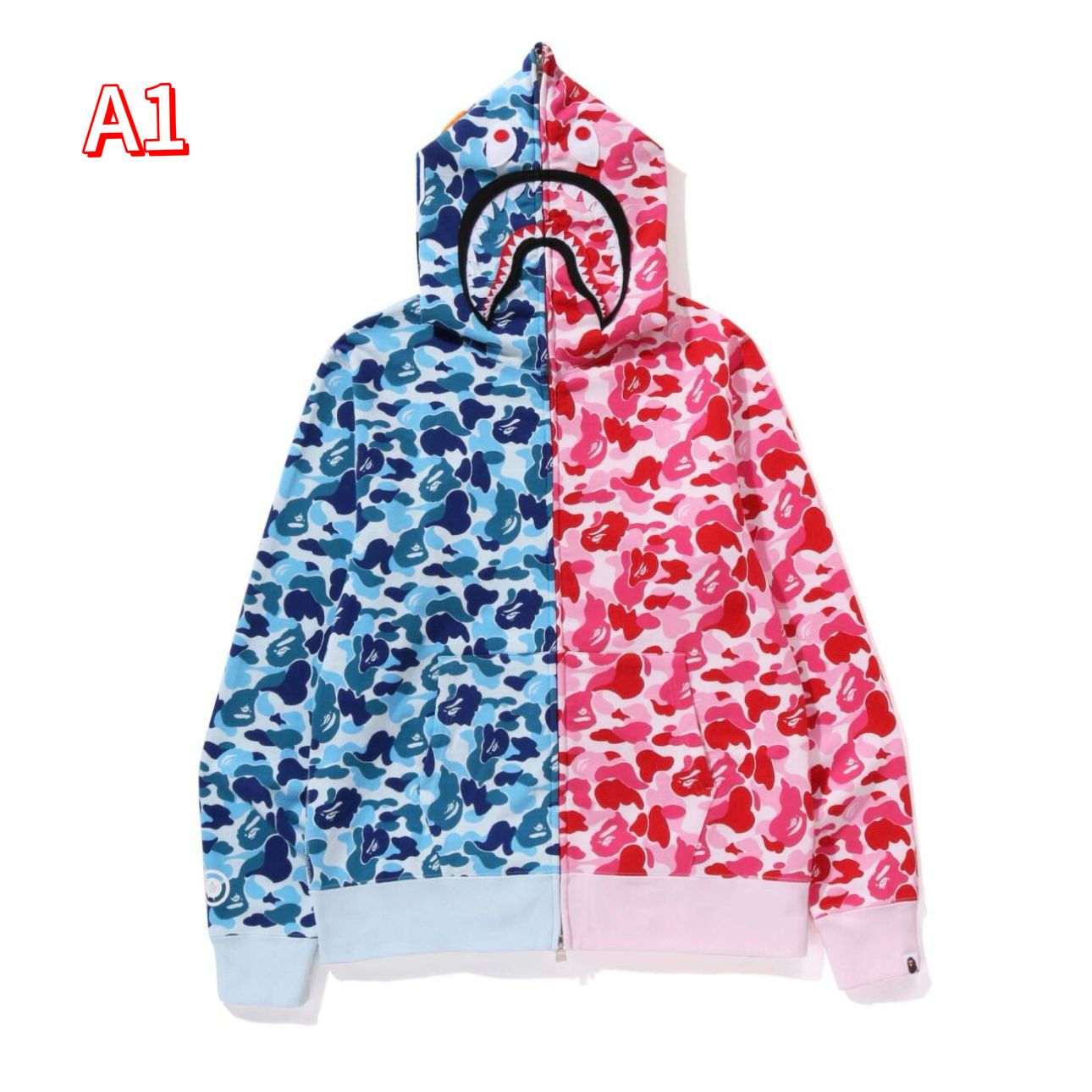 ABC CAMO DOUBLE SHARK FULL ZIP HOODIE | bape.com