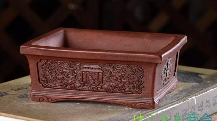長方鉢 中国宜興 紫砂の鉢 盆栽鉢 植木鉢 小品盆栽鉢 大品盆