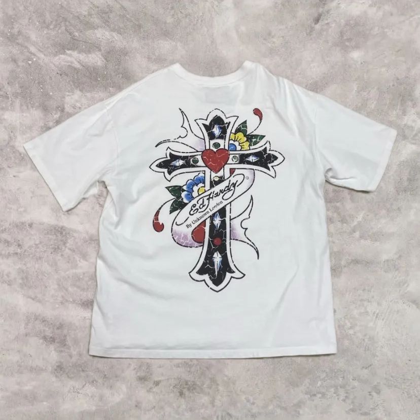 68.UNKNOWN LONDON Ed Hardy EH Cracked Missy Cross Tee【併売品】△ - メルカリ