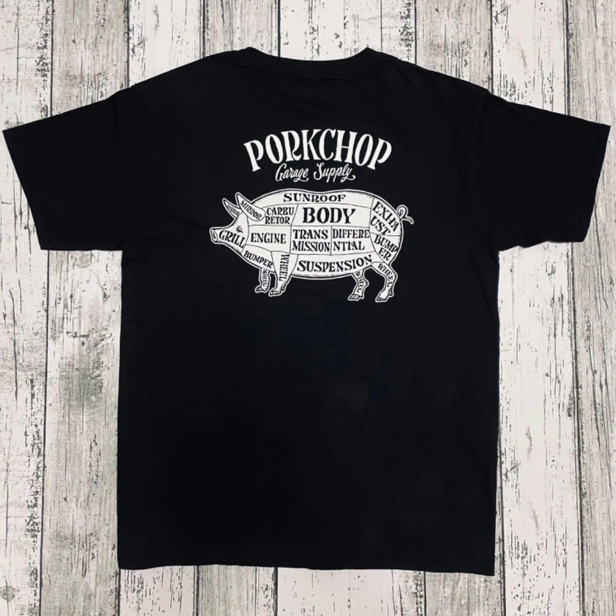 HRCS限定 美品 PORKCHOP バックプリントTシャツ ブラックL ポーク