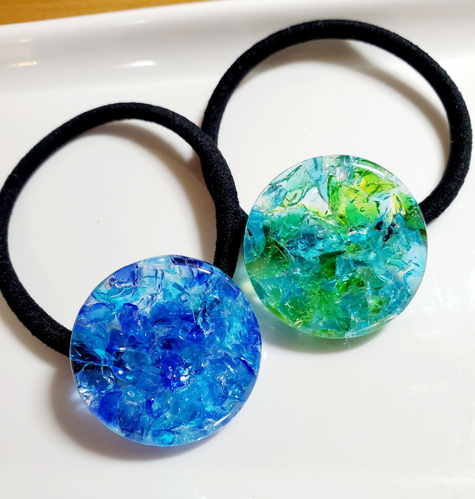 琉球ガラスのヘアゴム～青×水色～ - メルカリ