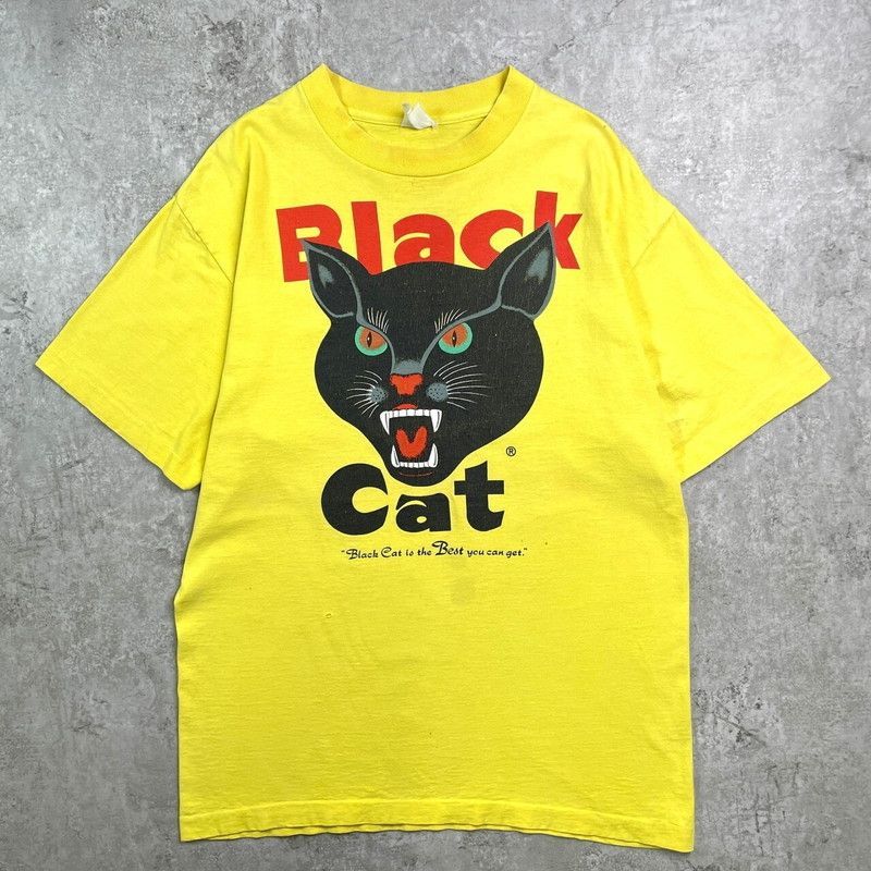 Black Cat イエロー Tシャツ　シュプリーム　ブラックキャット　花火 Black Cat イエロー Tシャツ シュプリーム ブラックキャット