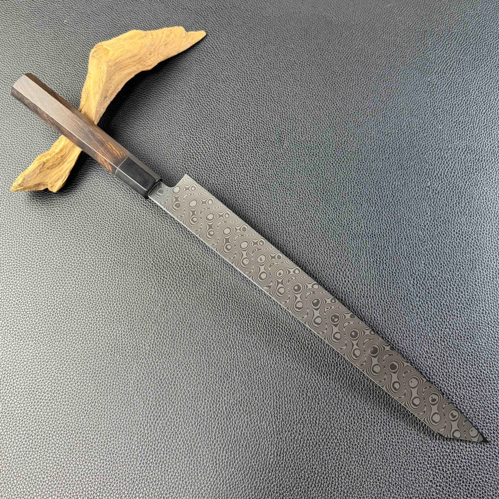 切付柳刃包丁 尺一（刃渡り330mm）ダマスカス鋼 本刃付け 和包丁 刺身