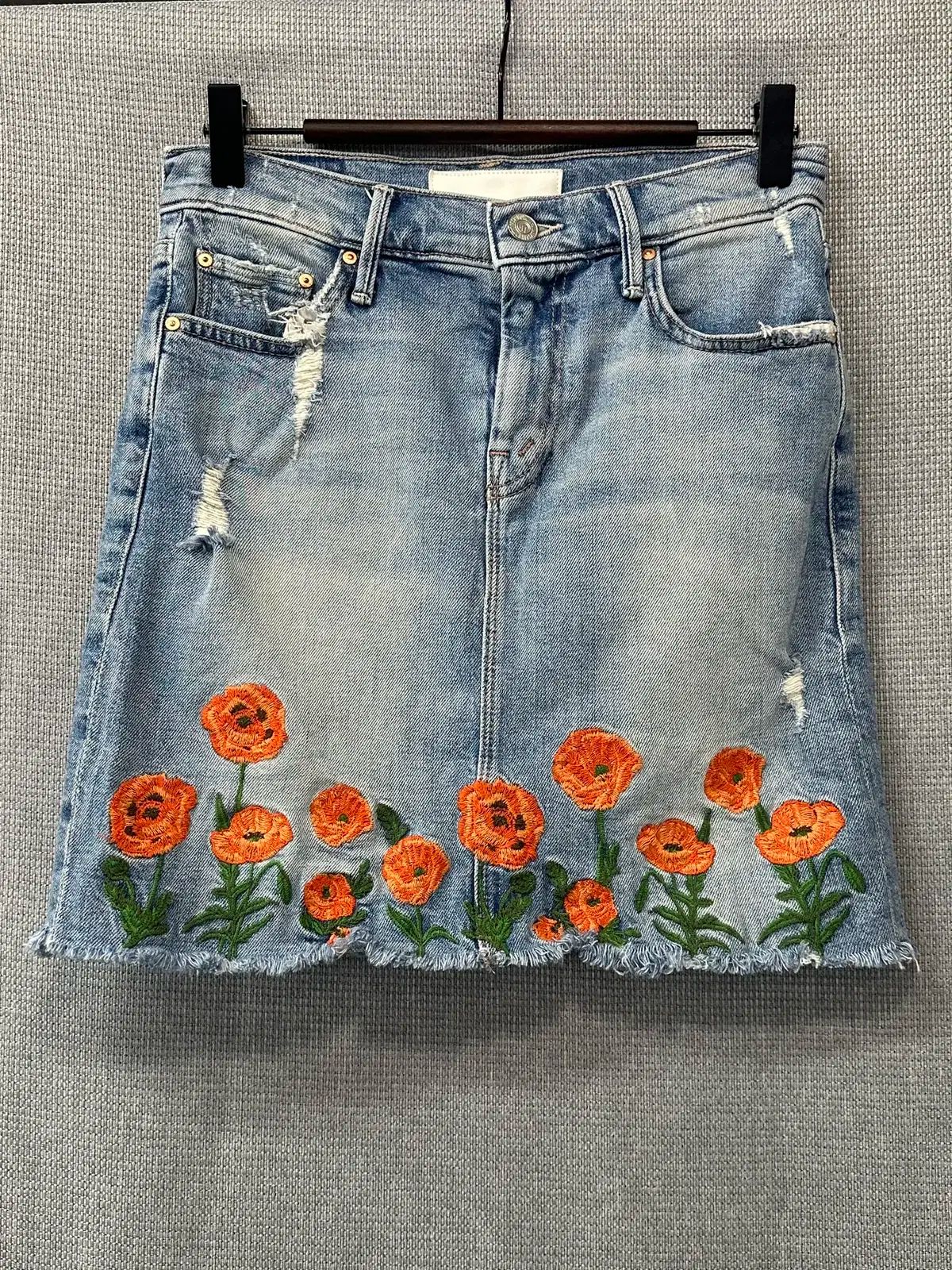 MOTHER デニム 刺繡 ミニスカート