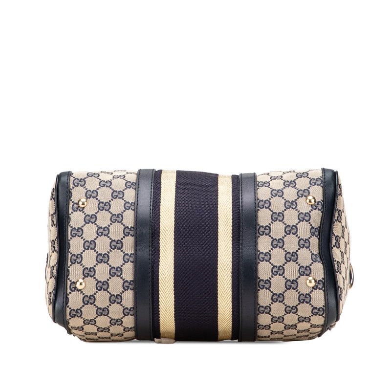 グッチ GUCCI ミニボストンバッグ GGキャンバス ライン GUCCI ミニボストンバッグ ネイビー GGキャンバス シェリーライン