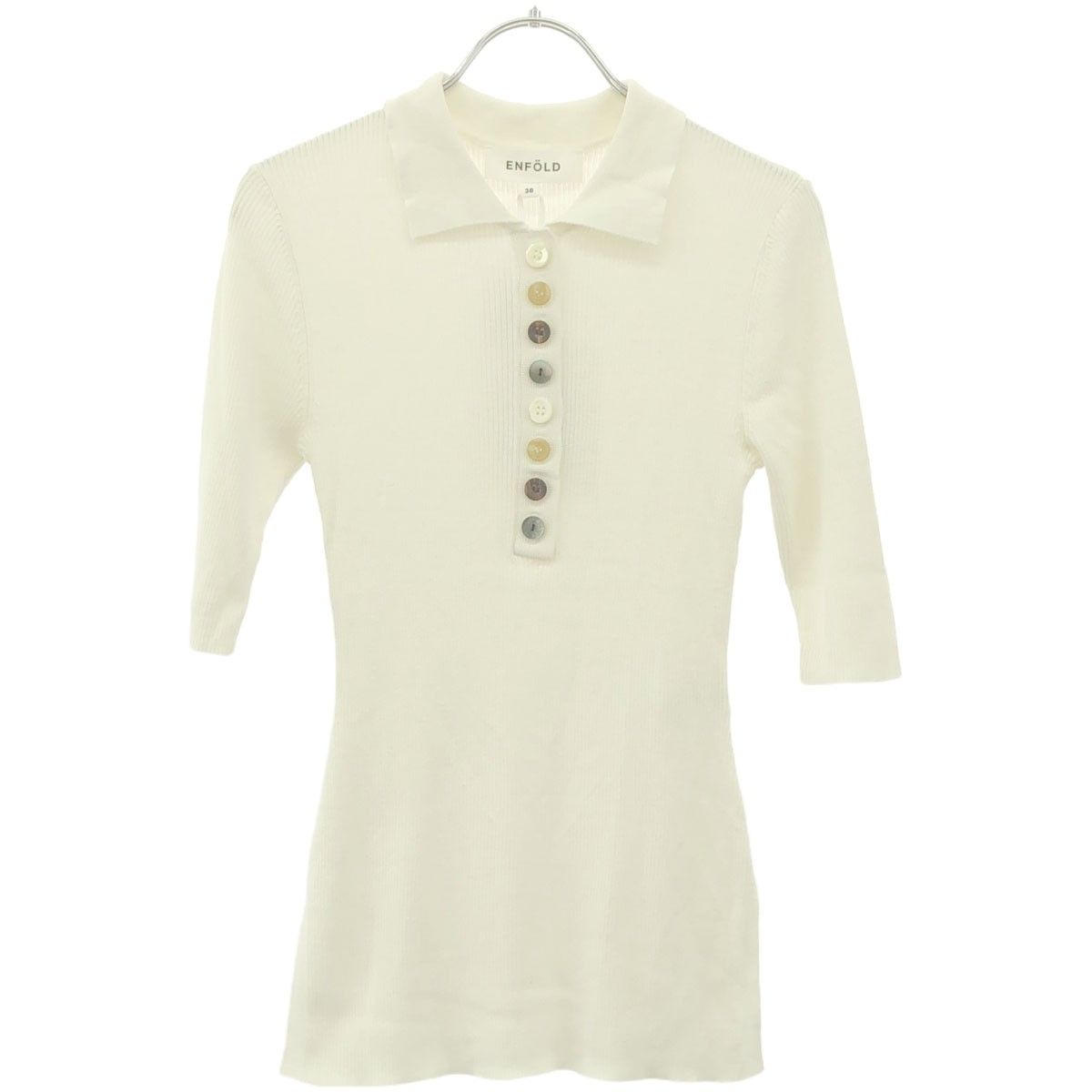 ENFOLD エンフォルド 24SS RIB POLO リブポロニットトップス 300HS170-2240 ホワイト 38