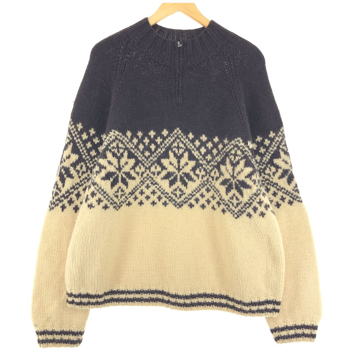 古着 ジェイクルー J.Crew 総柄 スノー柄 雪柄 ノルディック柄 ハーフ 