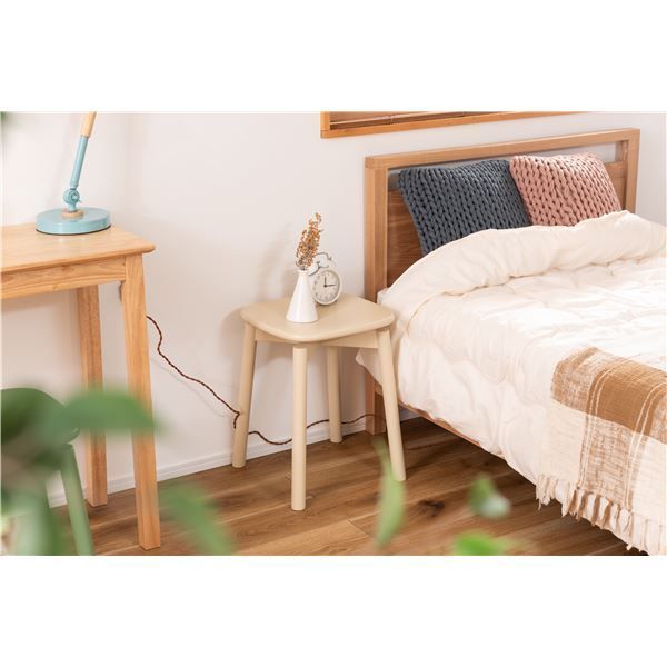 スツール 約幅34.8×奥行34.8×高さ45cm アイボリー 木製 天然木 腰掛け椅子 置台 インテリア家具 リビング家具