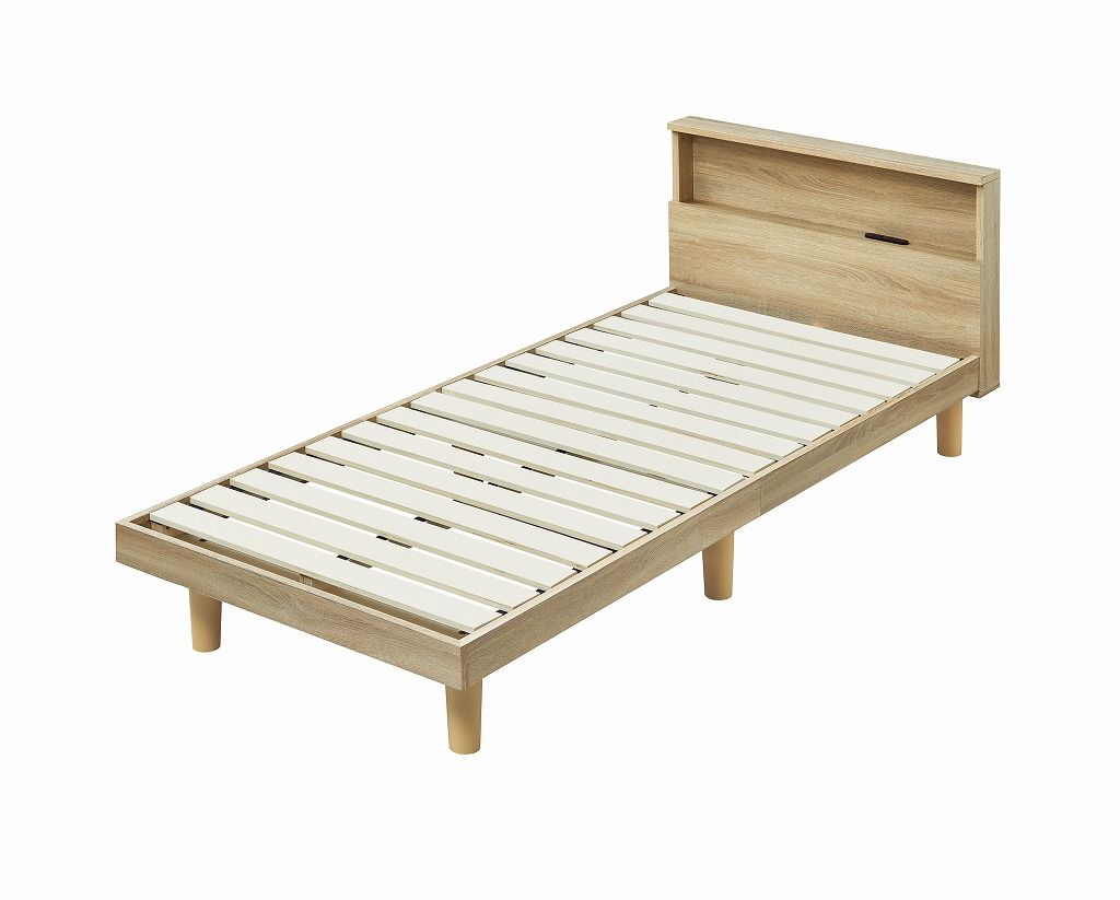 アイリスオーヤマ ベッド セミシングル シングル すのこ ベッドフレームのみ 収納 コンセント付 おしゃれ 北欧 ライトナチュラル K104312F IRIS OHYAMA