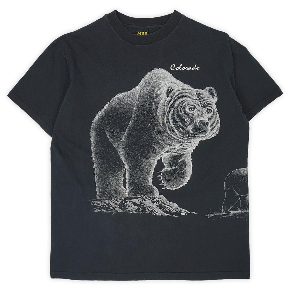Colorado 90s 90年代 スーベニアTシャツ クマ ベアー BEAR 巻きプリント MADE IN USA アメリカ製 シングルステッチ ヴィンテージ VINTAGE 古着 メンズ カットソー ブラック 黒 XL【中古】