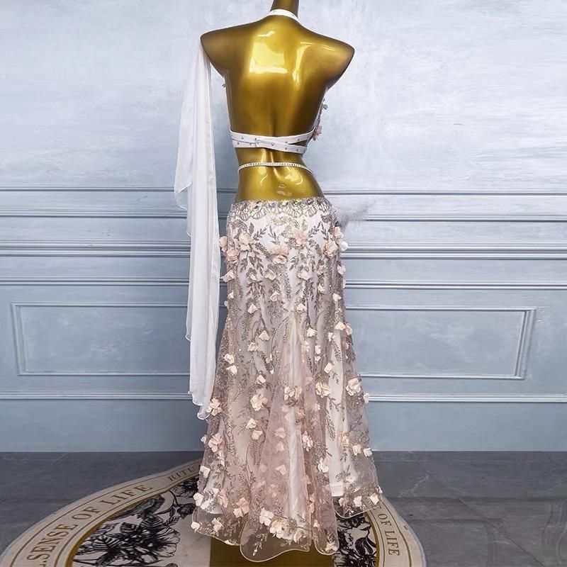 新款 東方舞 ベリーダンス コスチューム 舞い散る花びらのセット 舞台衣装 セット ピンクM L